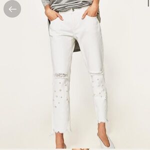 Zara White Pearl Jeans sz. 2